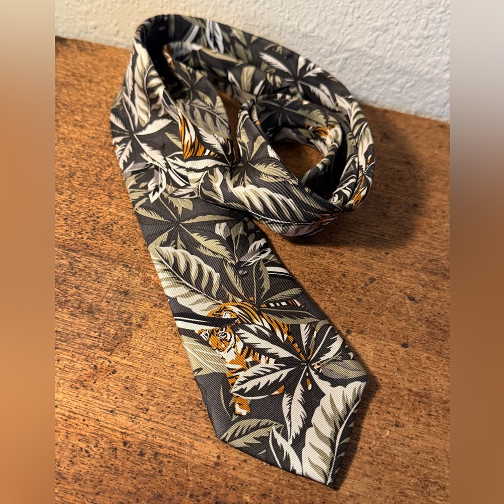 Banana Republic Jungle Tiger Silk Tie